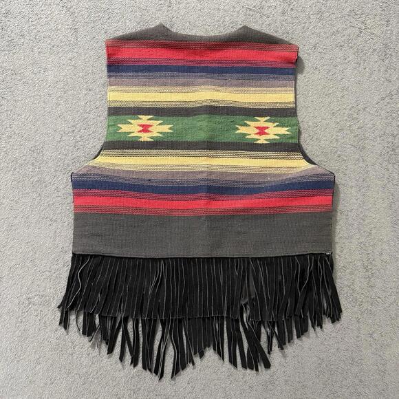TFC Western Suede Fringe Vest Size L Leather Aztec Boho USA Men’s - Picture 7 of 7